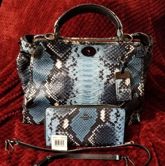 NWT Coach multidark denim embossed python gramercy - Picture 2 of 16